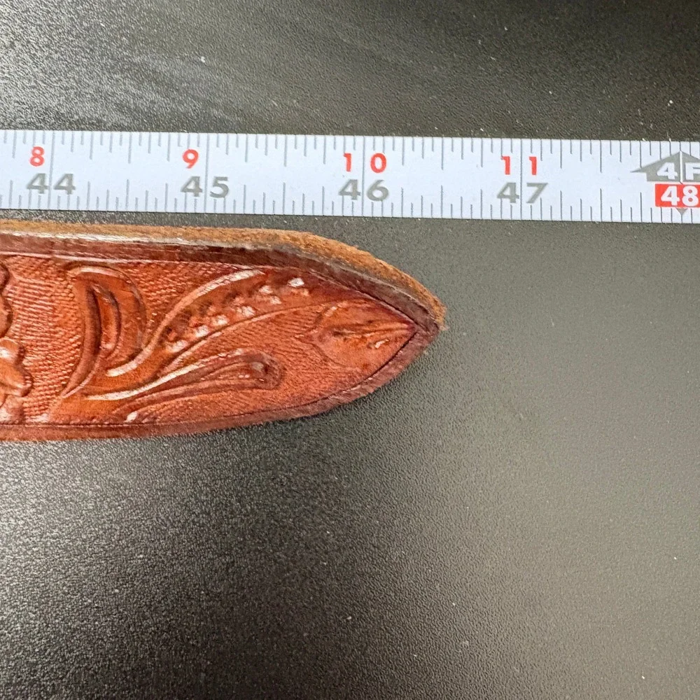 American Eagle Mens Belt L/XL Brown Floral Embossed Buffalo Leather Western